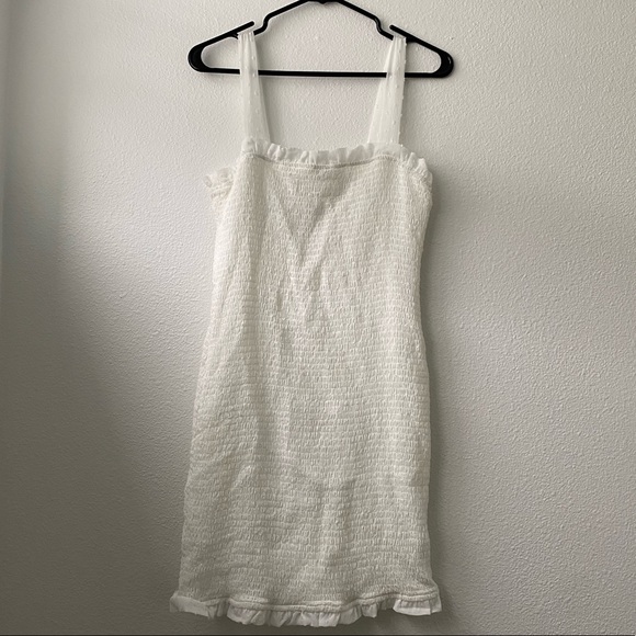 192. NWT White Smocking Bodycon Dress - Picture 2 of 11